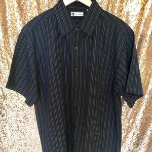 Black with White Pinstripes Short Sleeve Bacharach